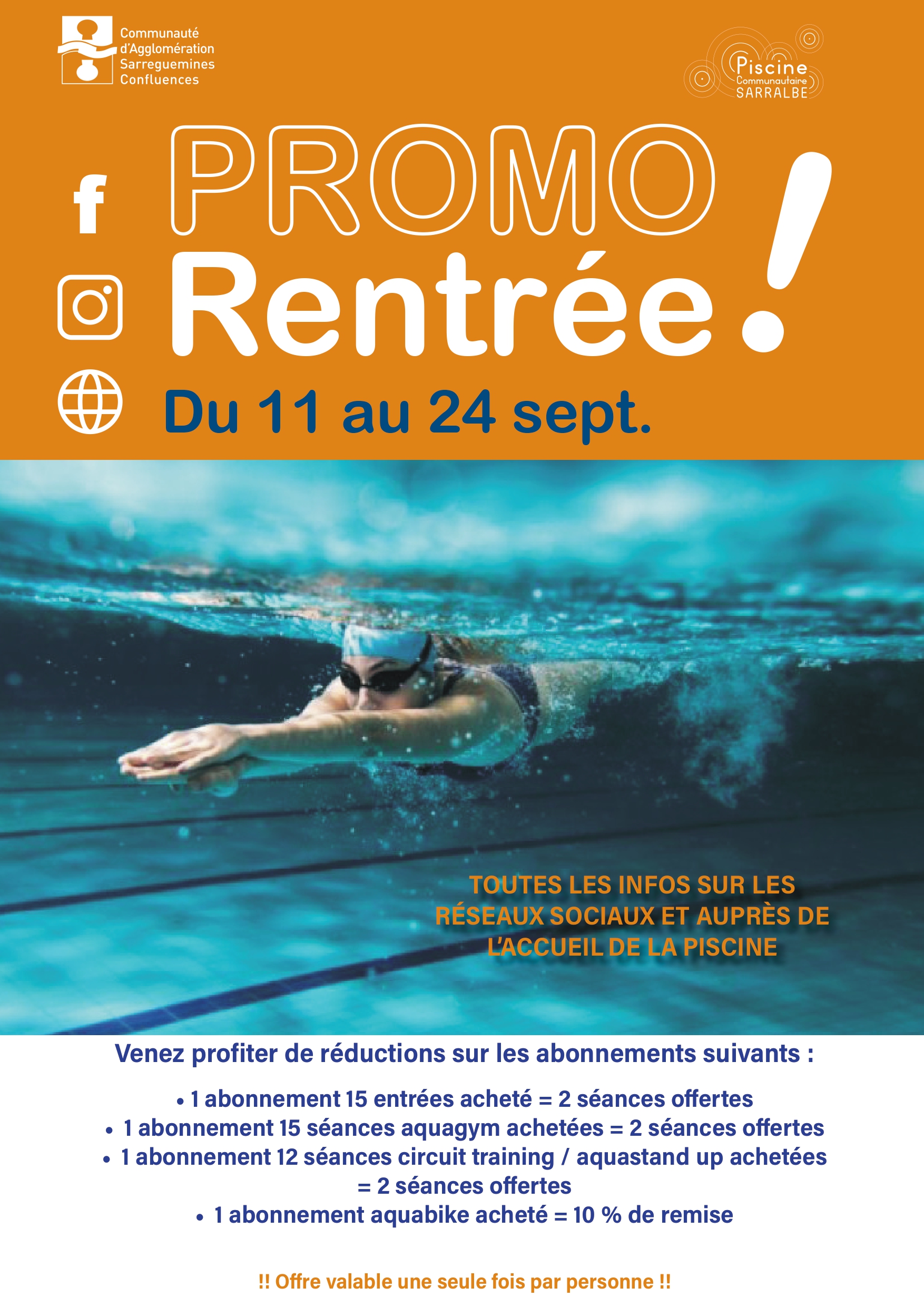 PROMOTIONS DE RENTRÉE A LA PISCINE DE SARRALBE