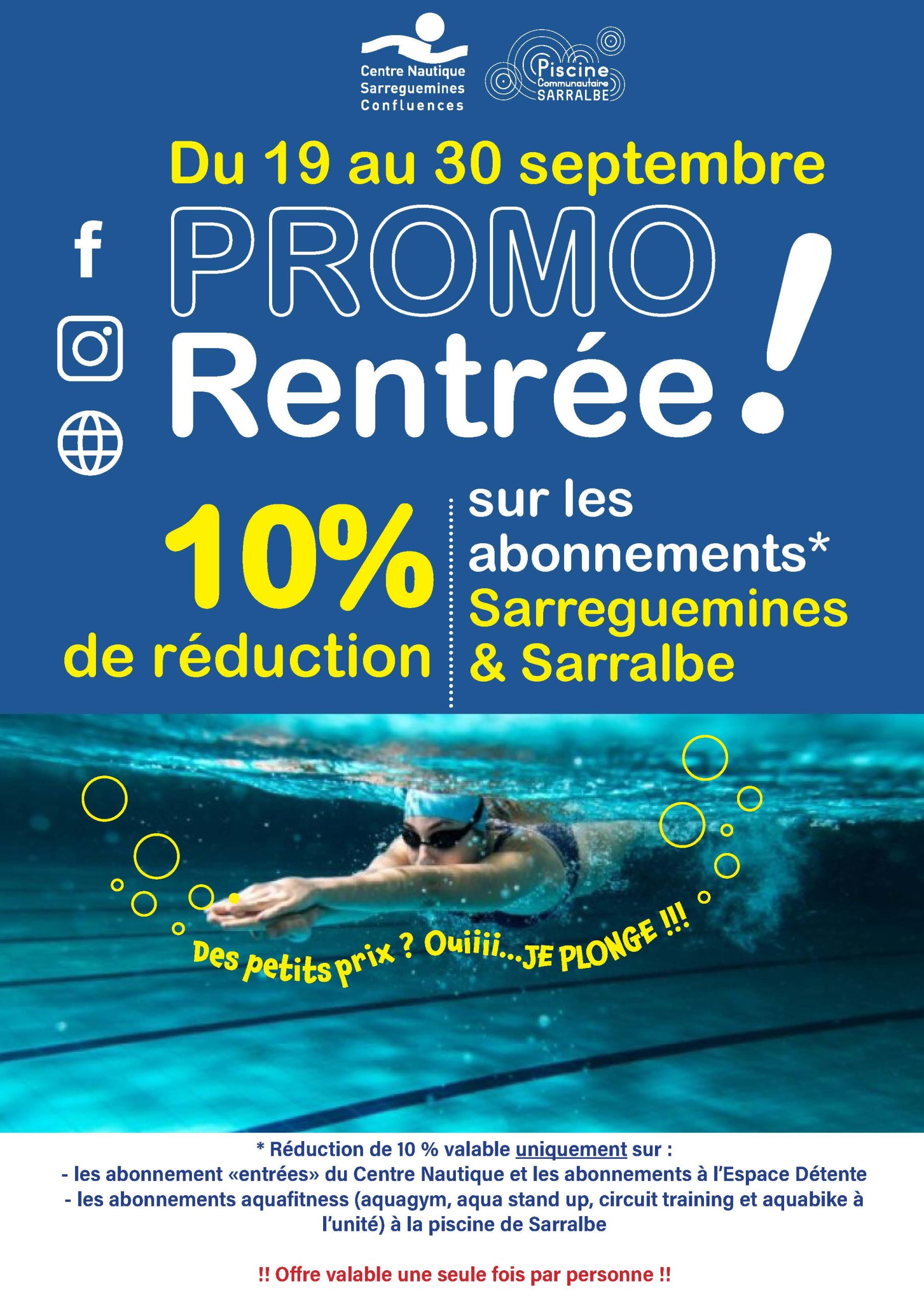 Offre spéciale rentrée au Centre Nautique de Sarreguemines et à la piscine de Sarralbe !