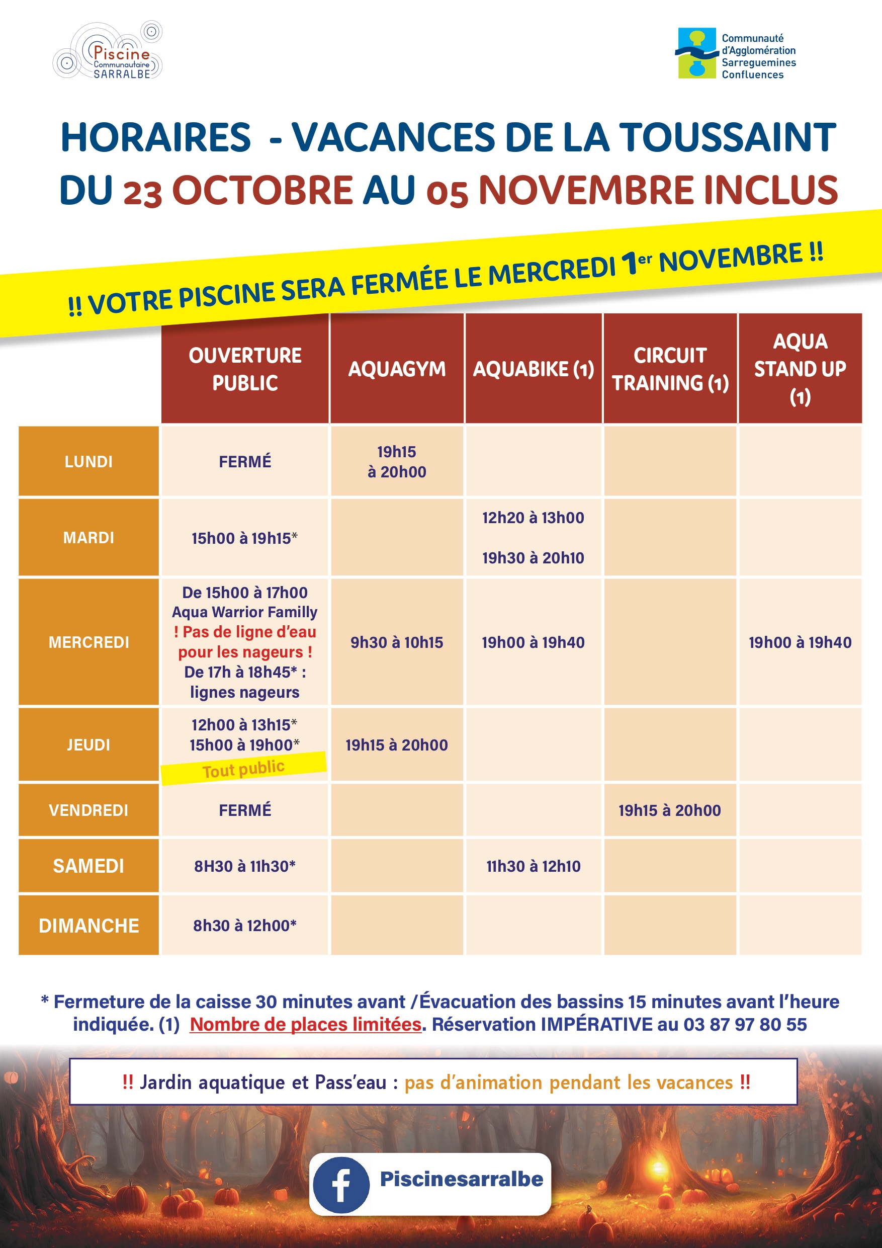 Horaires d’ouverture de la piscine de Sarralbe durant les vacances scolaires