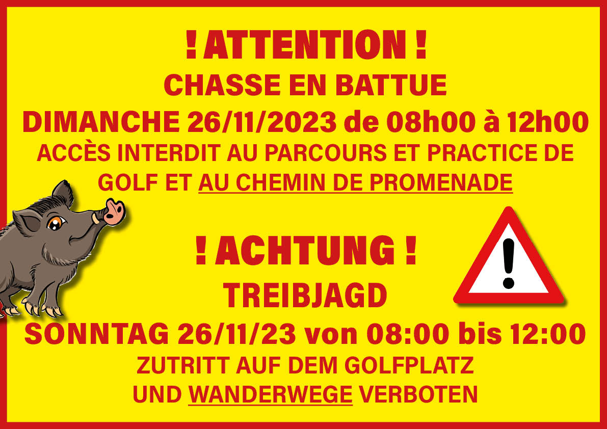 Chasse en battue au Golf Sarreguemines Confluences le 26/11/2023