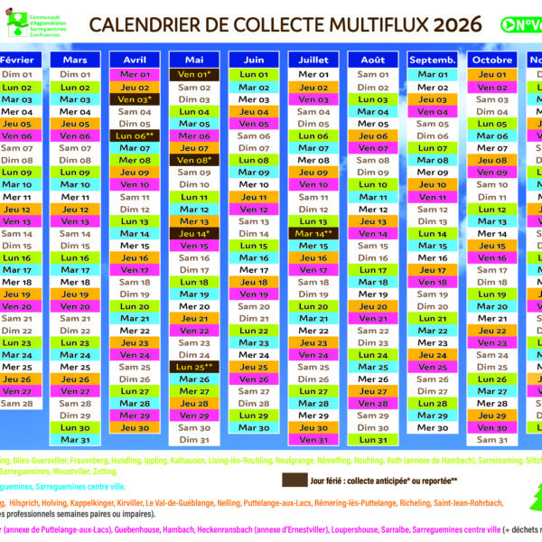 Calendrier multiflux 2026