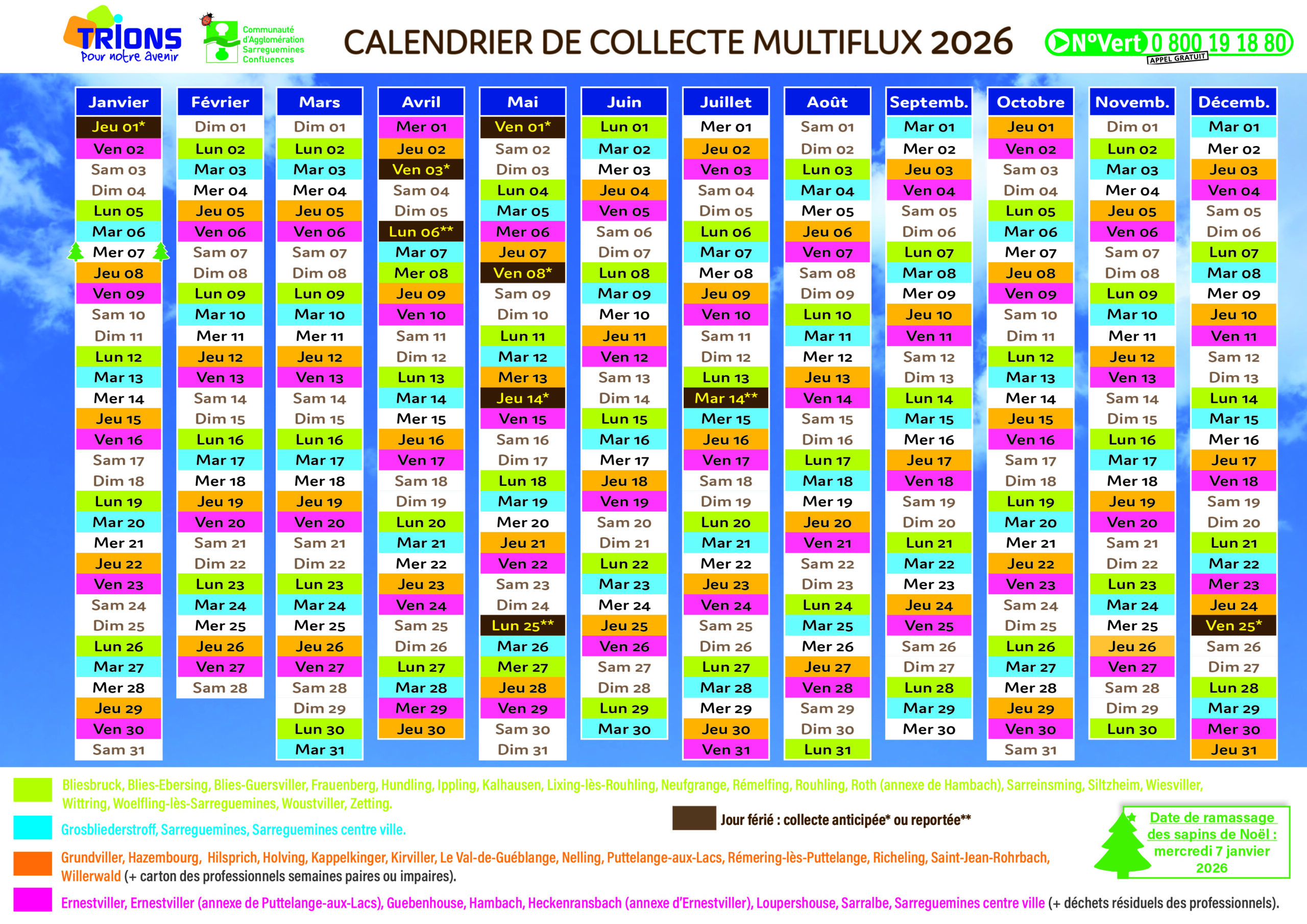 CALENDRIER DE COLLECTE DES DÉCHETS MÉNAGERS – 2026