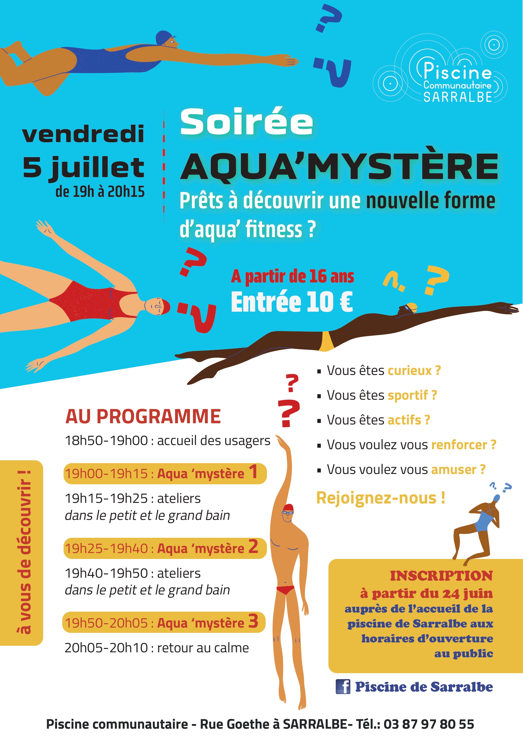 SOIRÉE AQUA MYSTERE LE 5 JUILLET A LA PISCINE DE SARRALBE