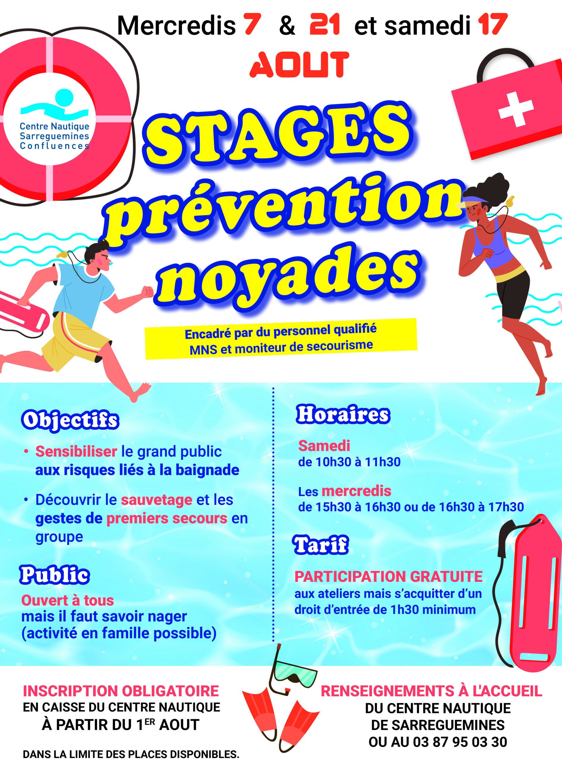 STAGES « PRÉVENTION NOYADE » AU CENTRE NAUTIQUE : LES DATES DU MOIS D’AOÛT