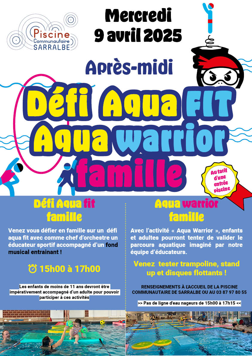 APRÈS-MIDI AQUA WARRIOR LE 9 AVRIL A LA PISCINE DE SARRALBE
