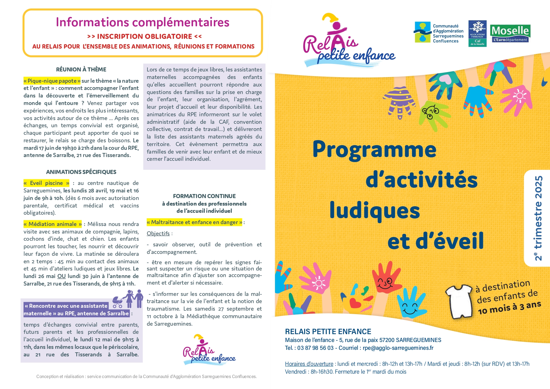 RELAIS PETITE ENFANCE : PLANNING TRIMESTRIEL DES ANIMATIONS