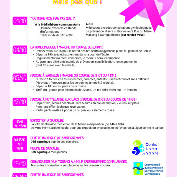 OCTOBRE ROSE SUR LE TERRITOIRE DE L’AGGLO