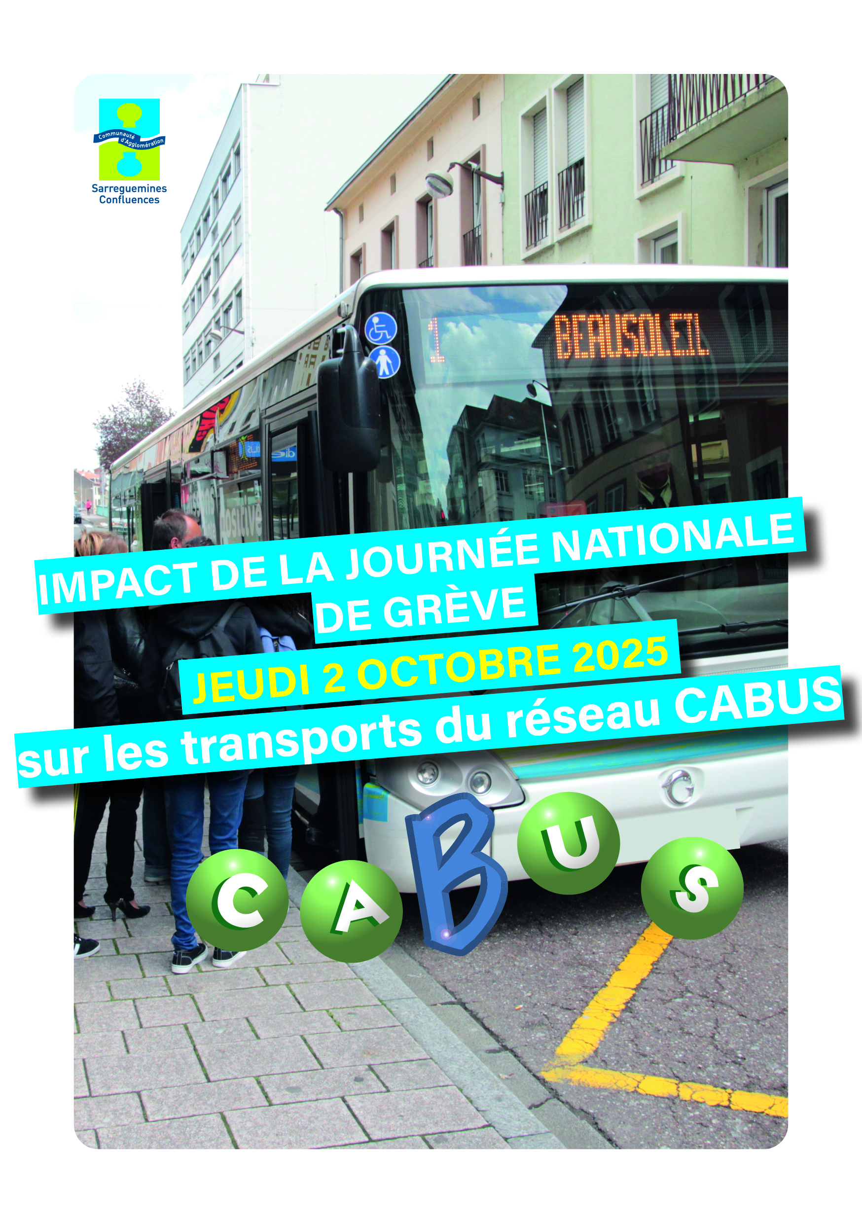 Impact de la journée nationale de grève du jeudi 2 octobre 2025 sur les transports du réseau CABUS