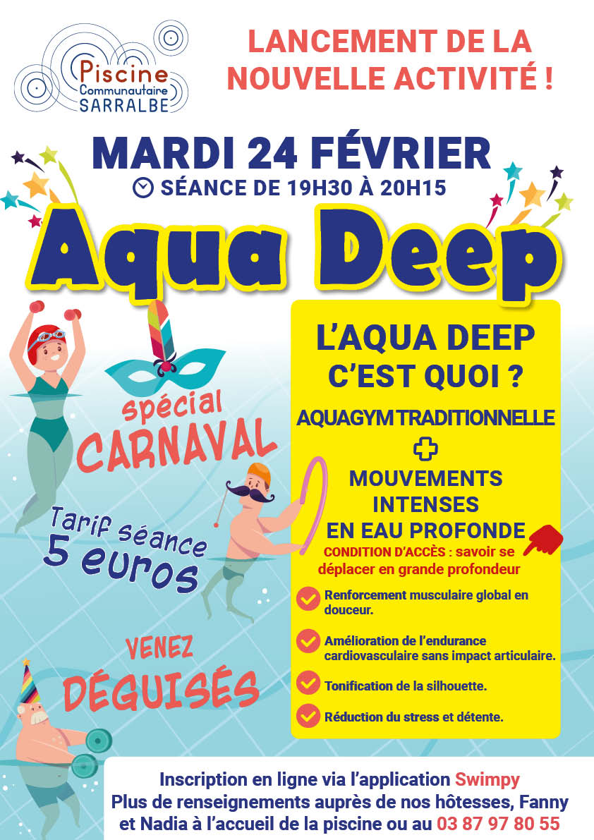 AQUA DEEP A LA PISCINE DE SARRALBE A PARTIR DU 24 FÉVRIER