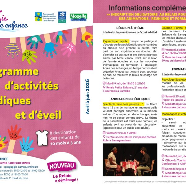 RELAIS PETITE ENFANCE : PLANNING DES ANIMATIONS