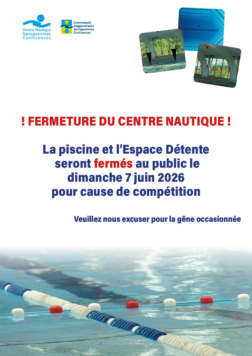 FERMETURE DU CENTRE NAUTIQUE LE 7 JUIN