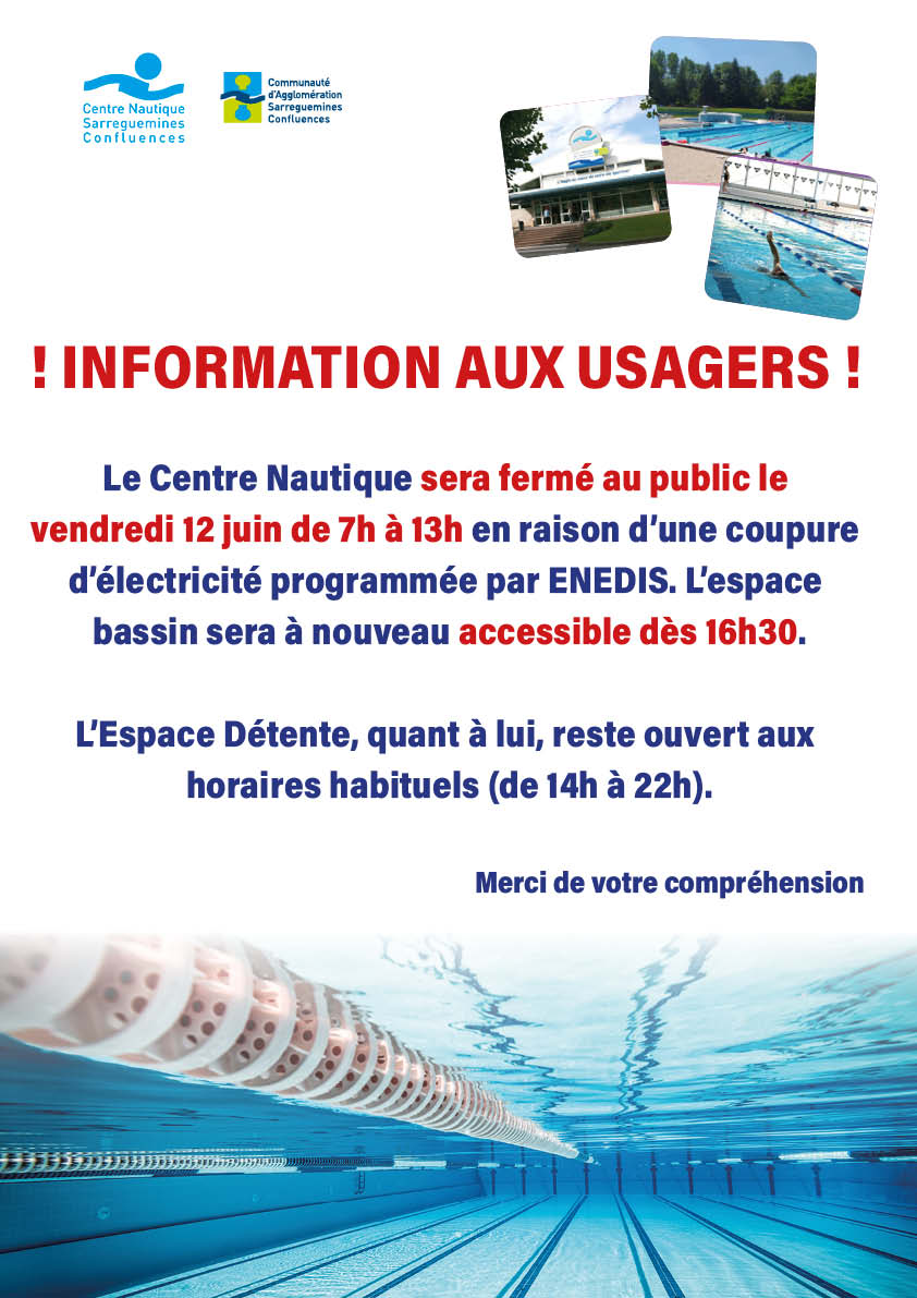 FERMETURE DU CENTRE NAUTIQUE