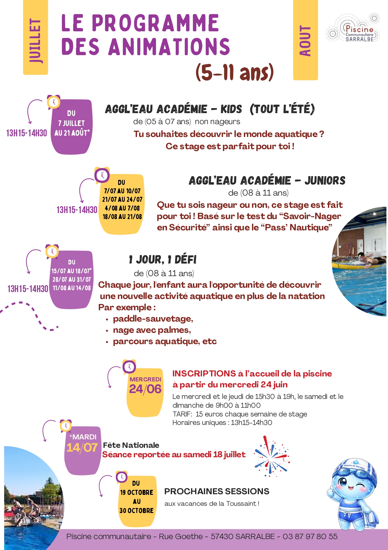 ACTIVITÉS A LA PISCINE DE SARRALBE DU 7 JUILLET AU 21 AOÛT