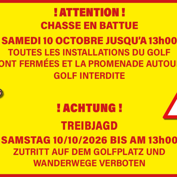 CHASSE EN BATTUE AU GOLF SARREGUEMINES CONFLUENCES